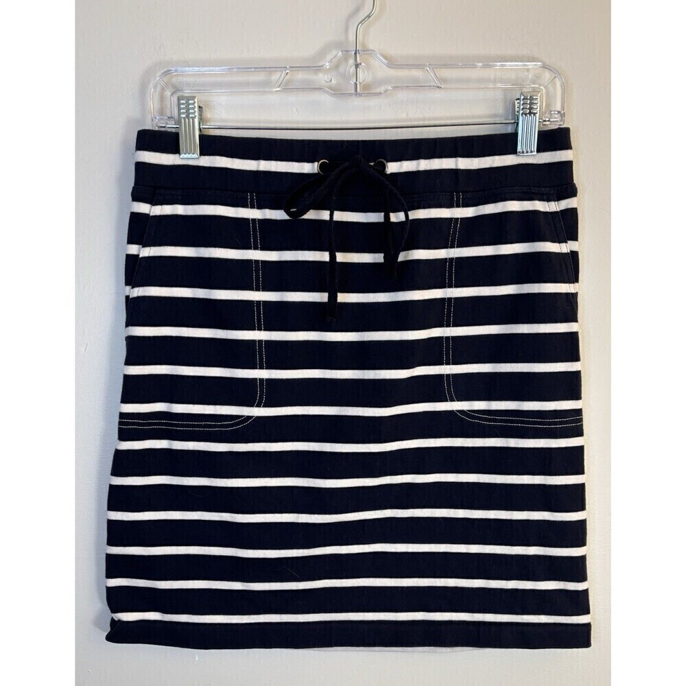 J. MCLAUGHLIN Navy White Striped Pencil Skirt Women Small Nautical Cotton Knit
